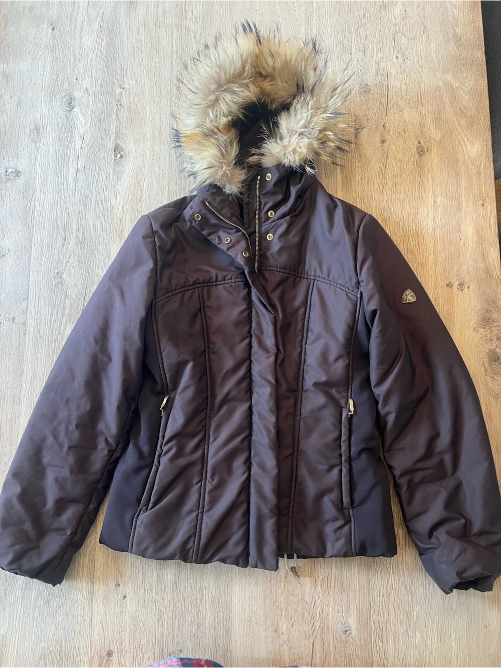 Vintage Post Card Italy Brown Fur Trim Ski Jacket US 6